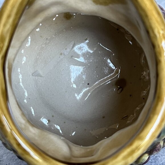 Majolica Reproduction Grapevine Pitcher 8"x8" Vase 1996 Italian Artisans Artsy - Picture 11 of 12